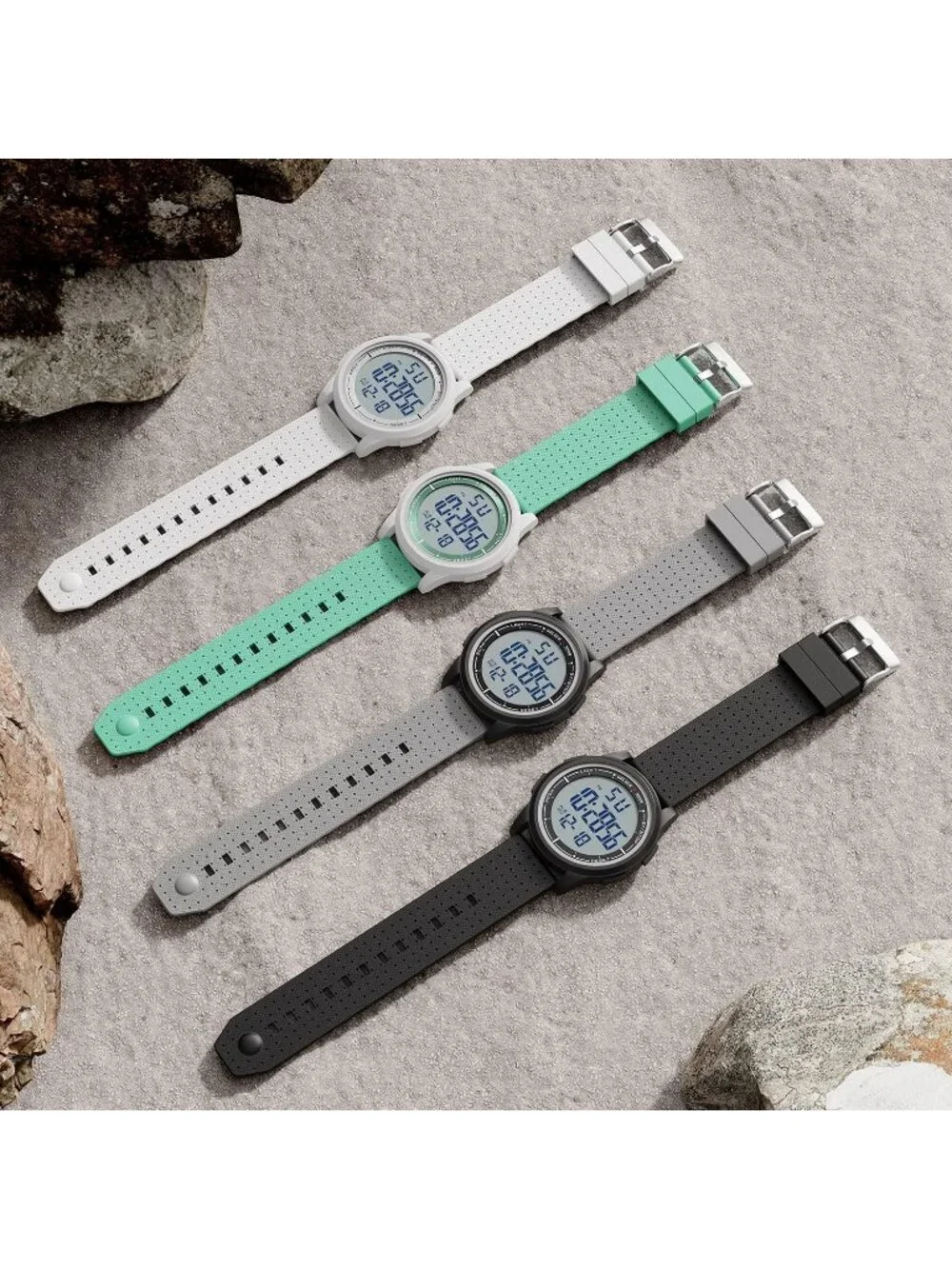 Men's Black Rubber Strap Ultra-Thin Minimalist Sports Waterproof Digital Watch